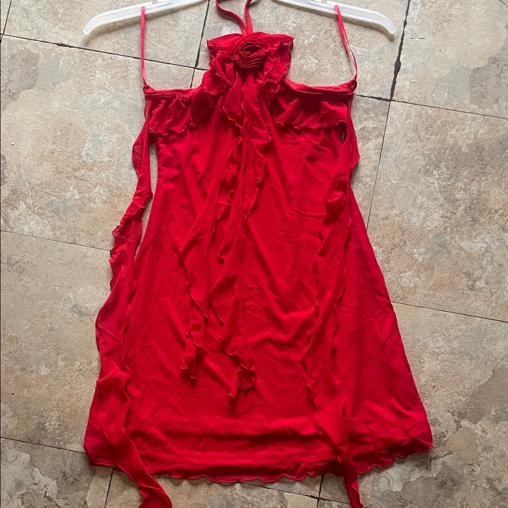 SHEIN Red Strapless Dress